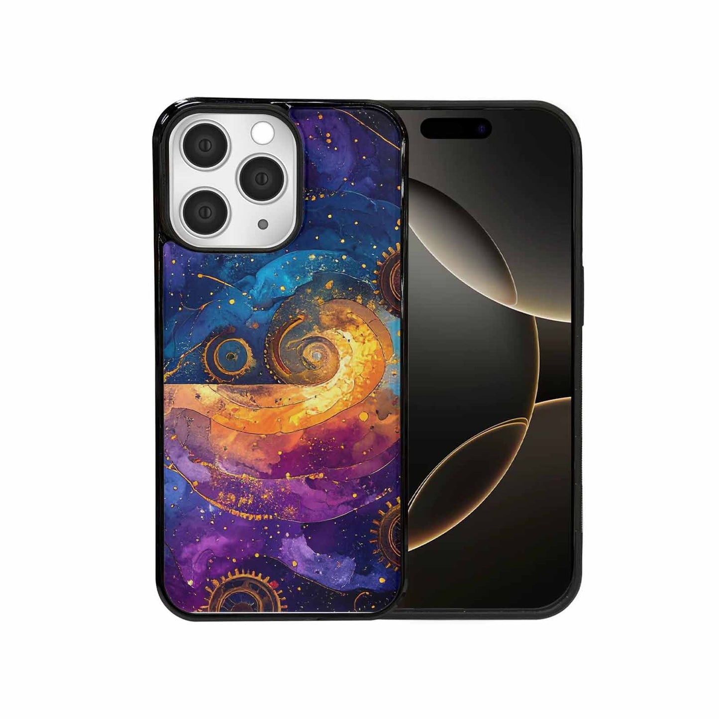iPhone 15 Pro Max Case — Steampunk Galaxy Art Seamless Pattern Vibrant, Custom Printed Phone Case