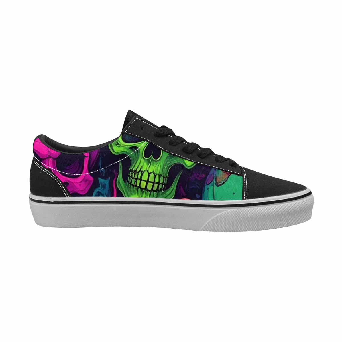 WOMEN'S Skulls - Neon Canvas Lace-Up Vibrant Chaos Custom Shoes