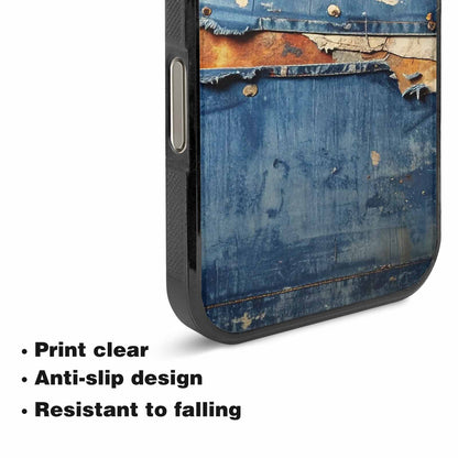 iPhone 16 Pro Case — Denim Distressed Textures Print Edge To, Custom Printed Phone Case