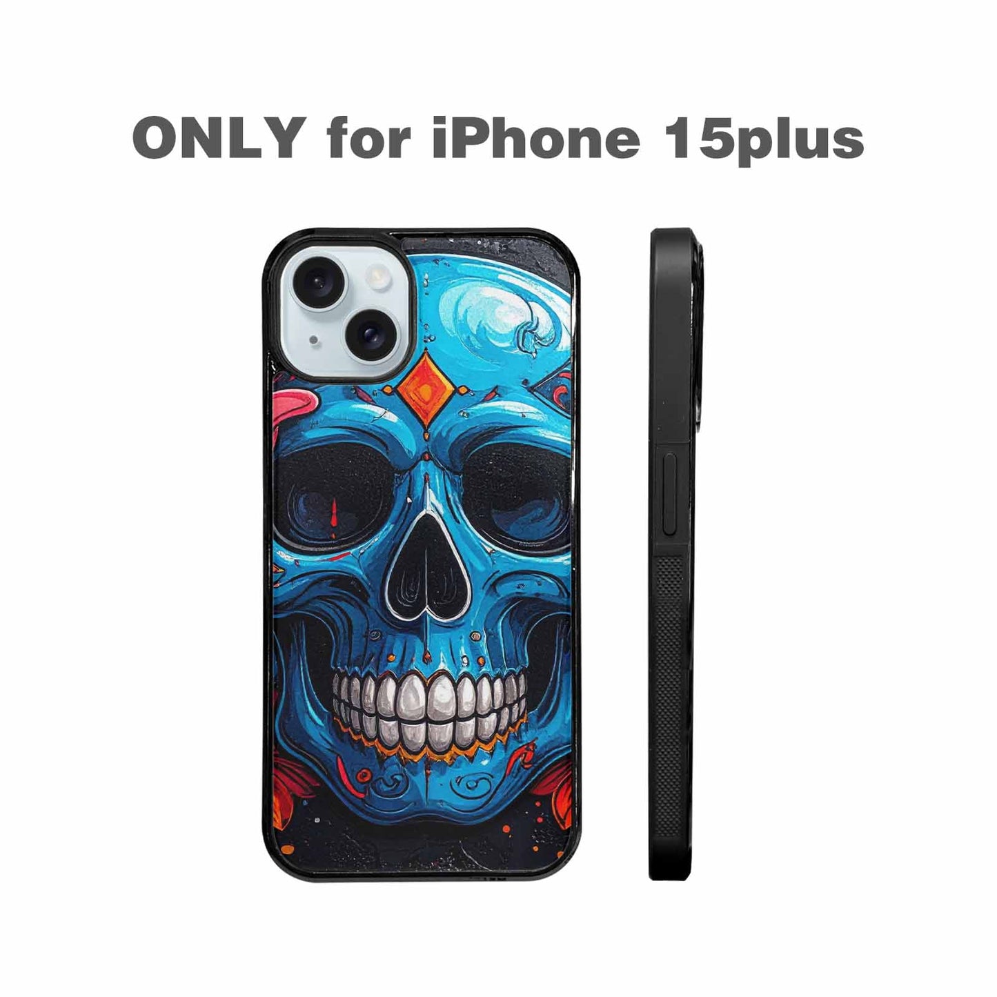 iPhone 15 Plus Case — Graffiti Skull Art Seamless Pattern Vibrant, Personalized Phone Case