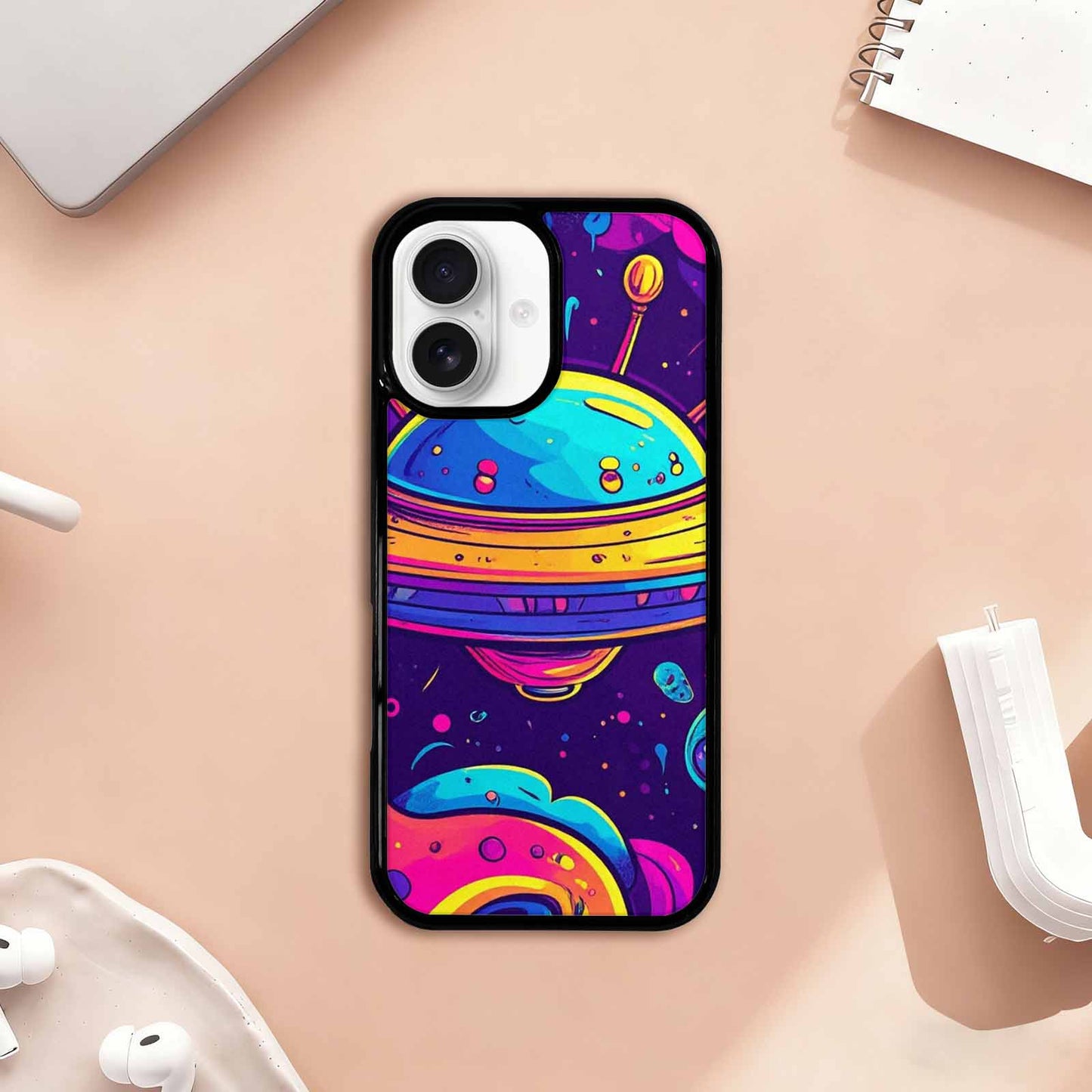 iPhone 17 Case — Alien Ufo Cartoon Art Alien Scifi, Custom Art Phone Cover