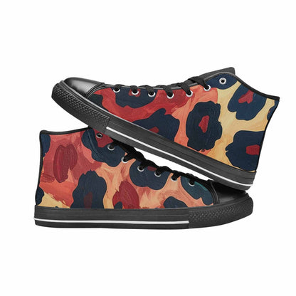 MEN'S Leopard Wallpaper Print High Top Canvas Neon Fantasy Sneakers