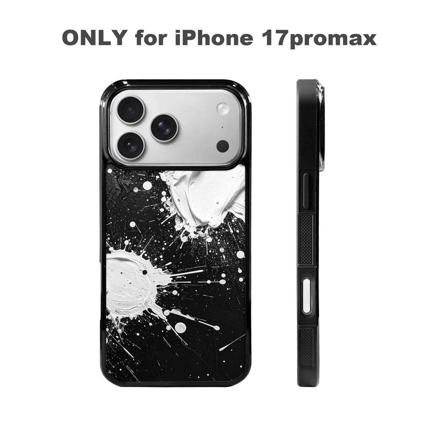 iPhone 17 Pro Max Case — White Ink Splatter Texture Watercolor Abstract, Customized Protective Case