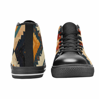 WOMEN'S Southwestern Geometric Diamond High Top Canvas Grunge Shoes