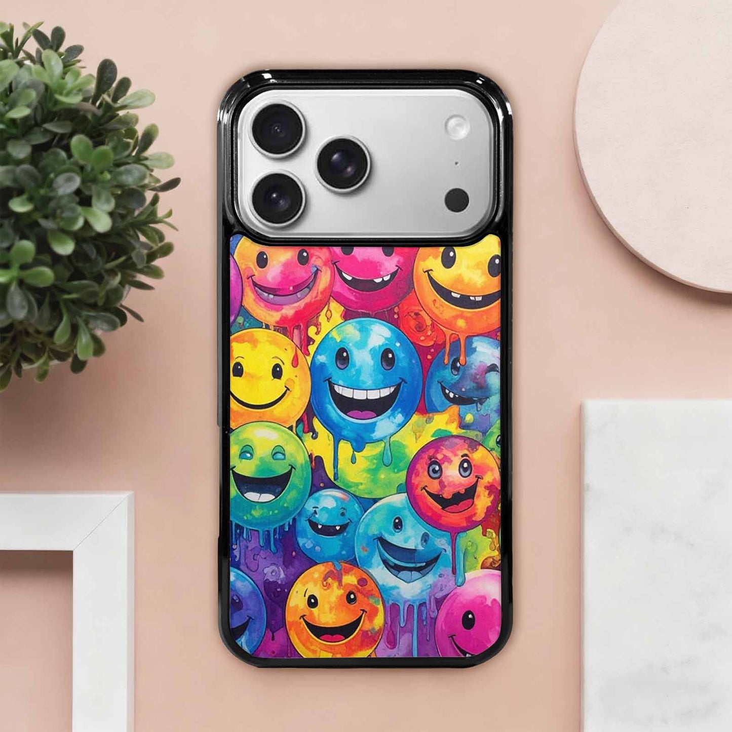 iPhone 17 Pro Max Case — Smiley Facessmiley Faces Tie Original Art, Unique Phone Case Design