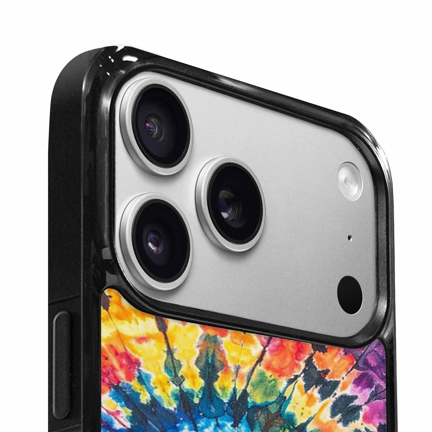 iPhone 17 Pro Case — Black Blue Ink Tie Dye Tie, Custom Printed Phone Case