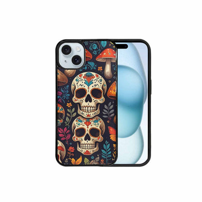 iPhone 15 Plus Case — Mushrooms And Skulls, Personalized Phone Case