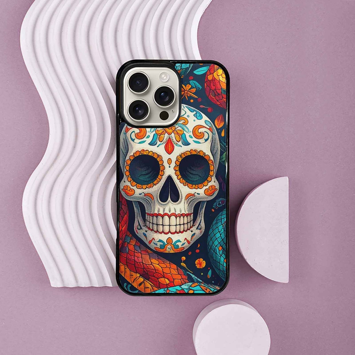 iPhone 16 Pro Max Case — Snake Skulls Print Alt Custom, Custom Art Phone Cover