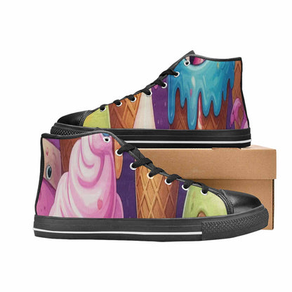 MEN'S Melting Icecream Cone Monster High Top Canvas Wallpaper Art Custom Sneakers
