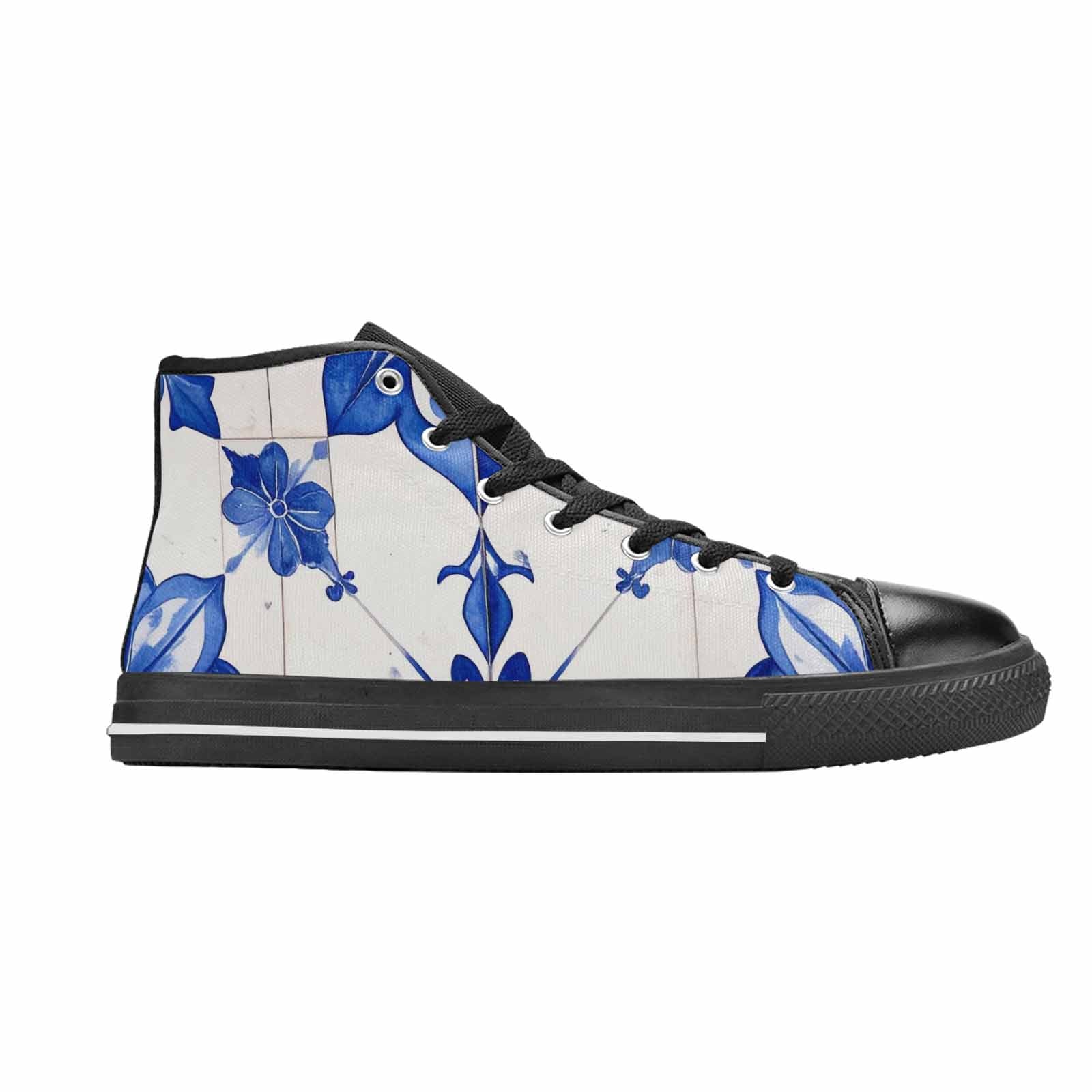 WOMEN'S Talavera Tile Floral High Top Canvas Vibrant Chaos Custom Sneakers