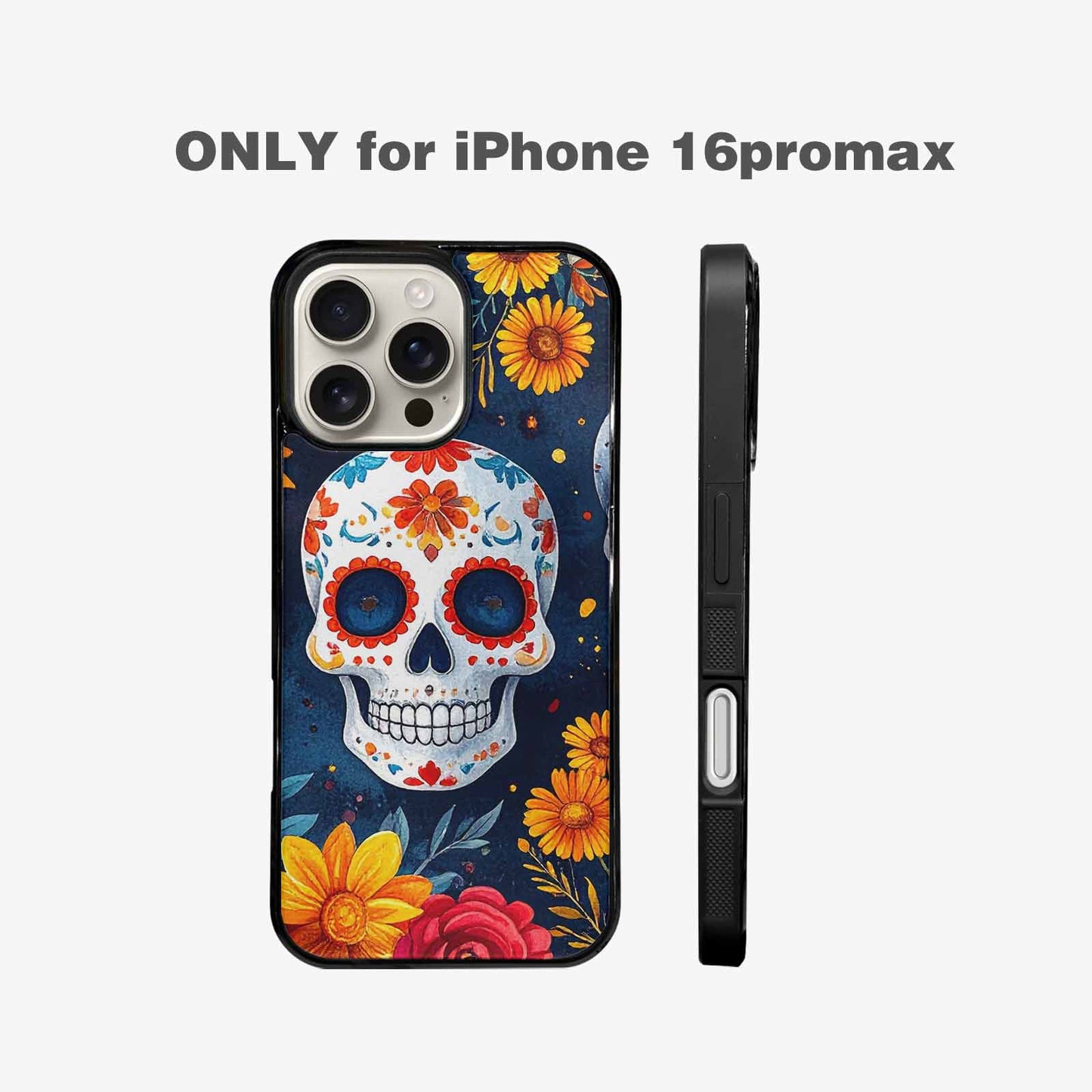 iPhone 16 Pro Max Case — Sunflower Skulls Print Custom, Personalized Phone Case