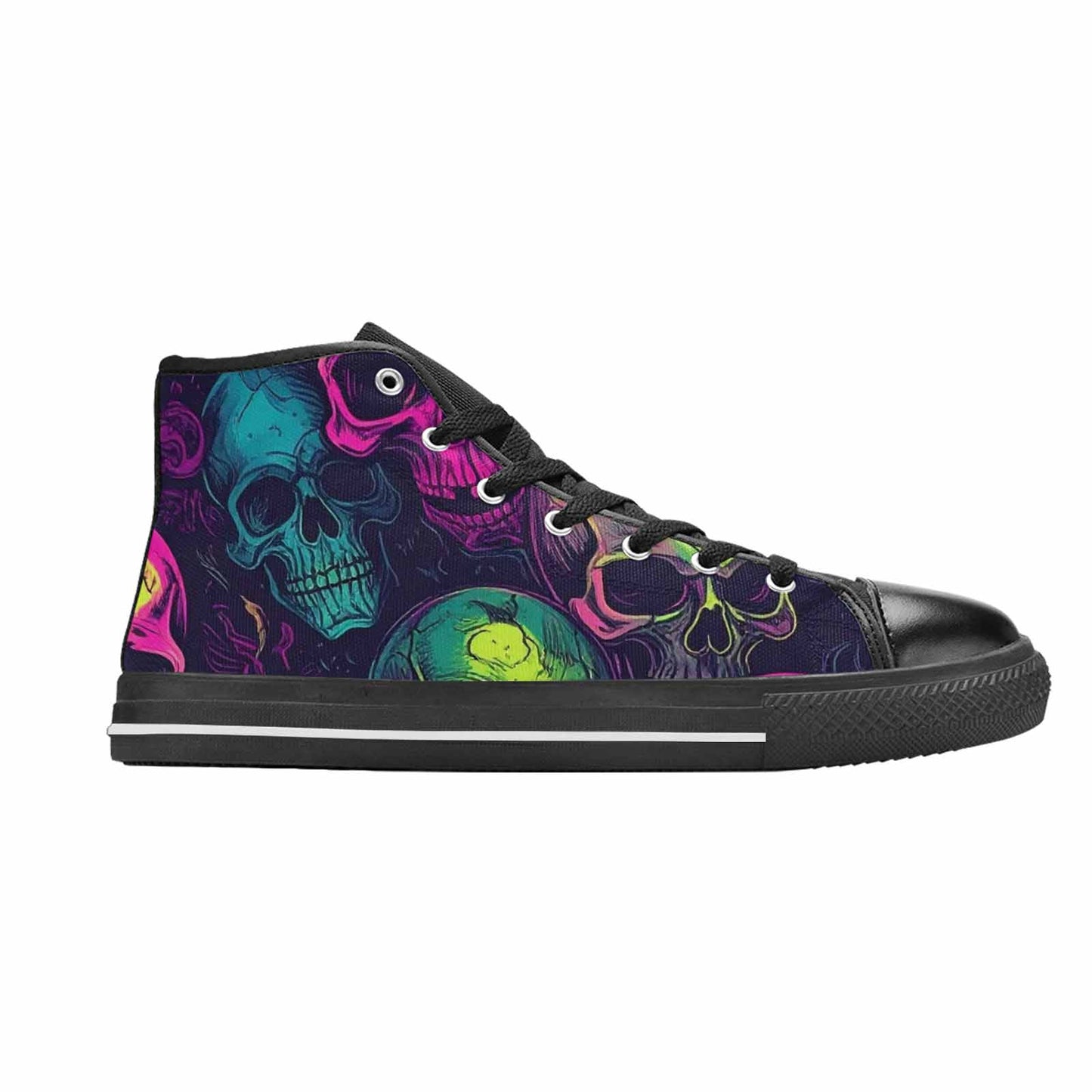 MEN'S Skulls - Neon High Top Canvas Wallpaper Art Sneakers
