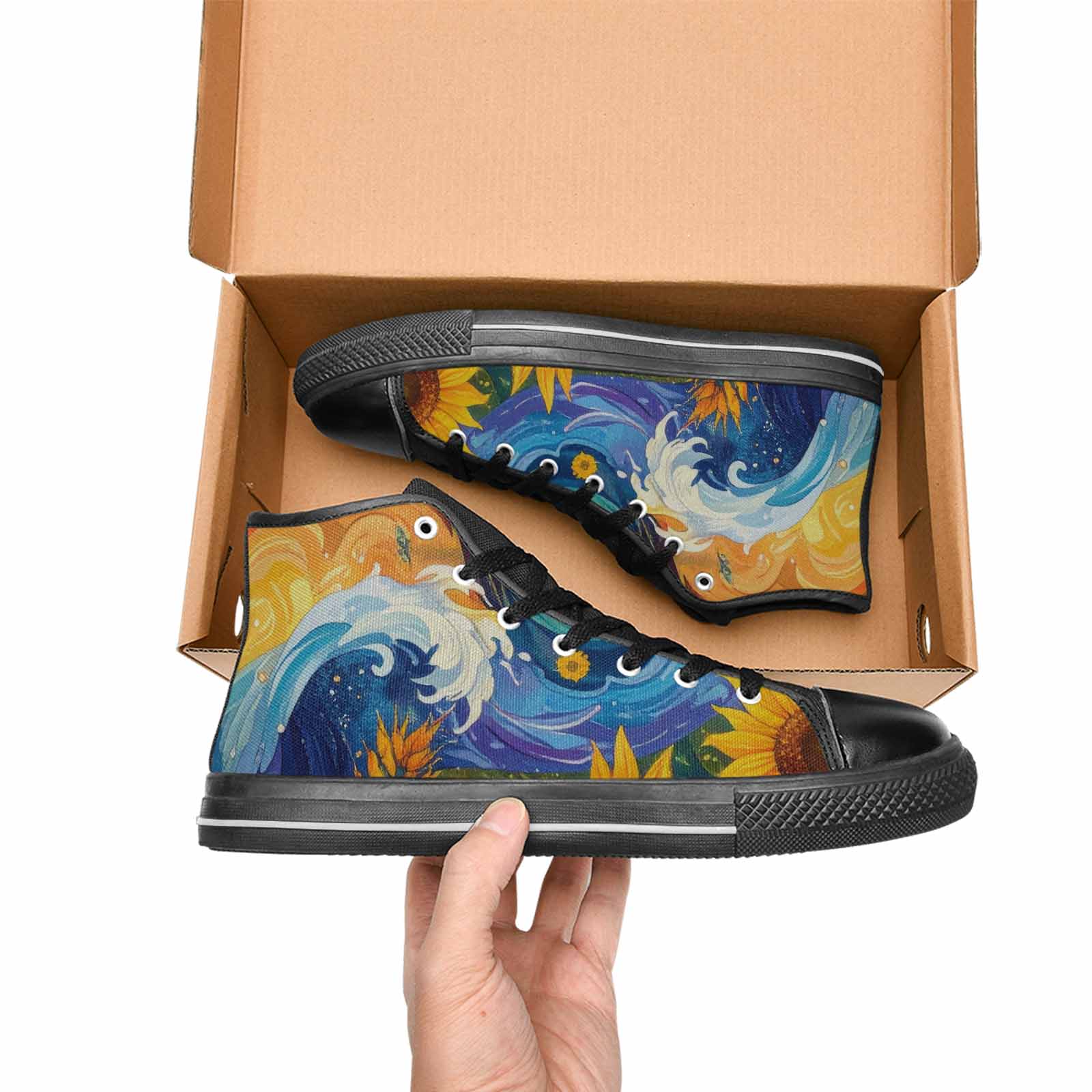 MEN'S Blend All Versions High Top Canvas Wallpaper Art Shoes