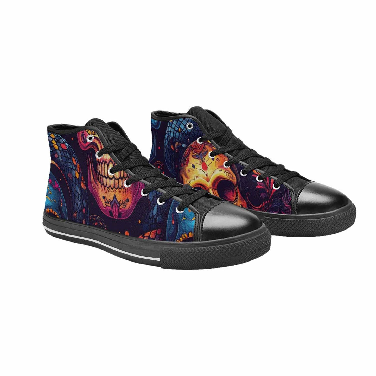 WOMEN'S Snake Skulls Print High Top Canvas Vivid Custom Shoes
