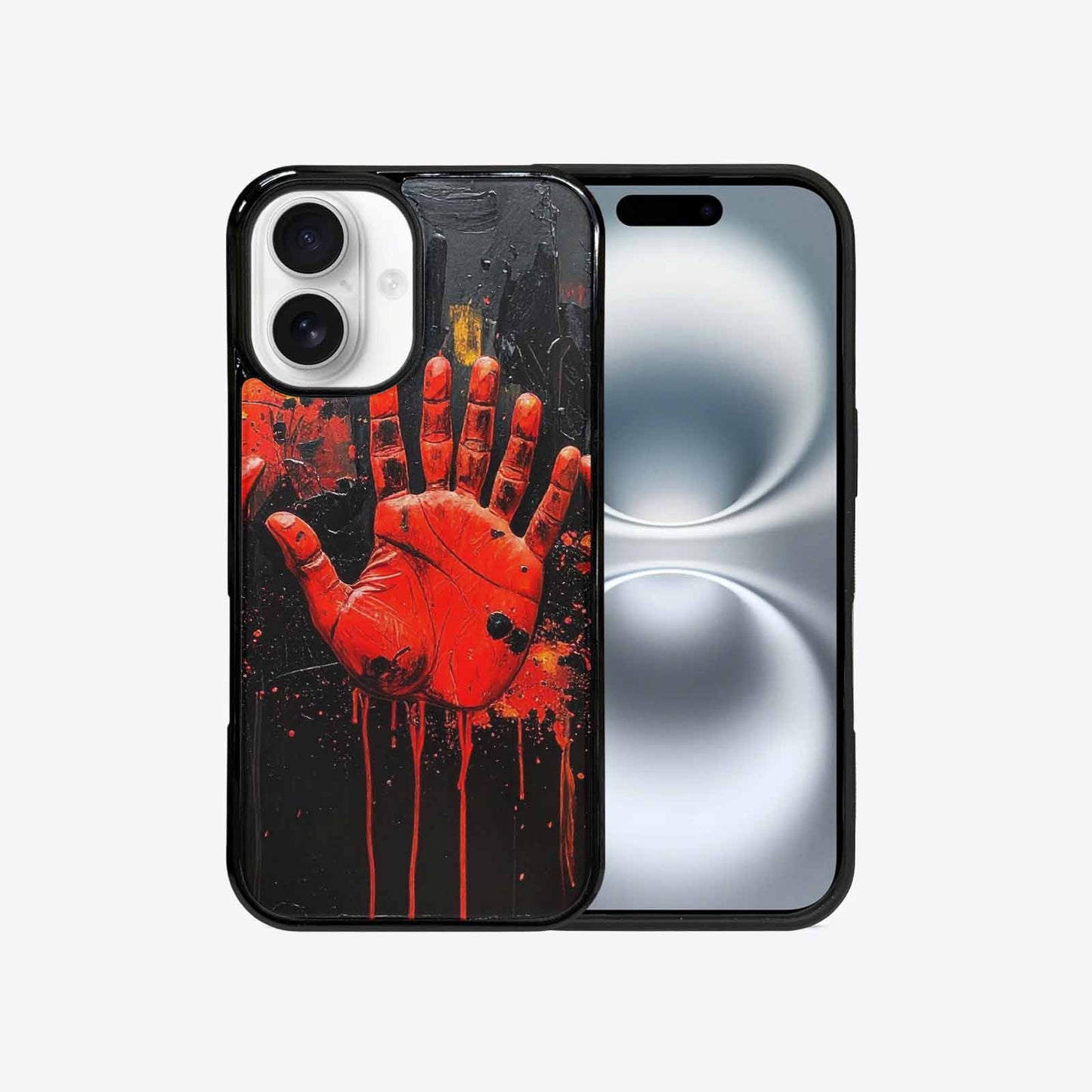 iPhone 16 Case — Halloween Splatter Handprint Custom Personalized Phone, Custom Phone Case