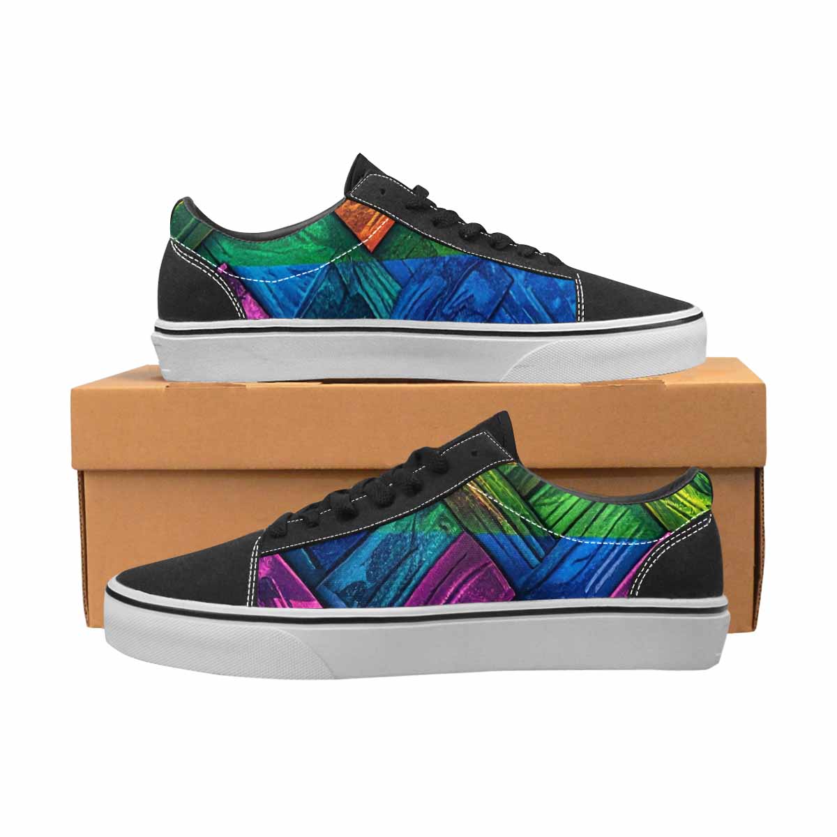 MEN'S Polysexual Flag Color Canvas Lace-Up Dark Academia Custom Sneakers