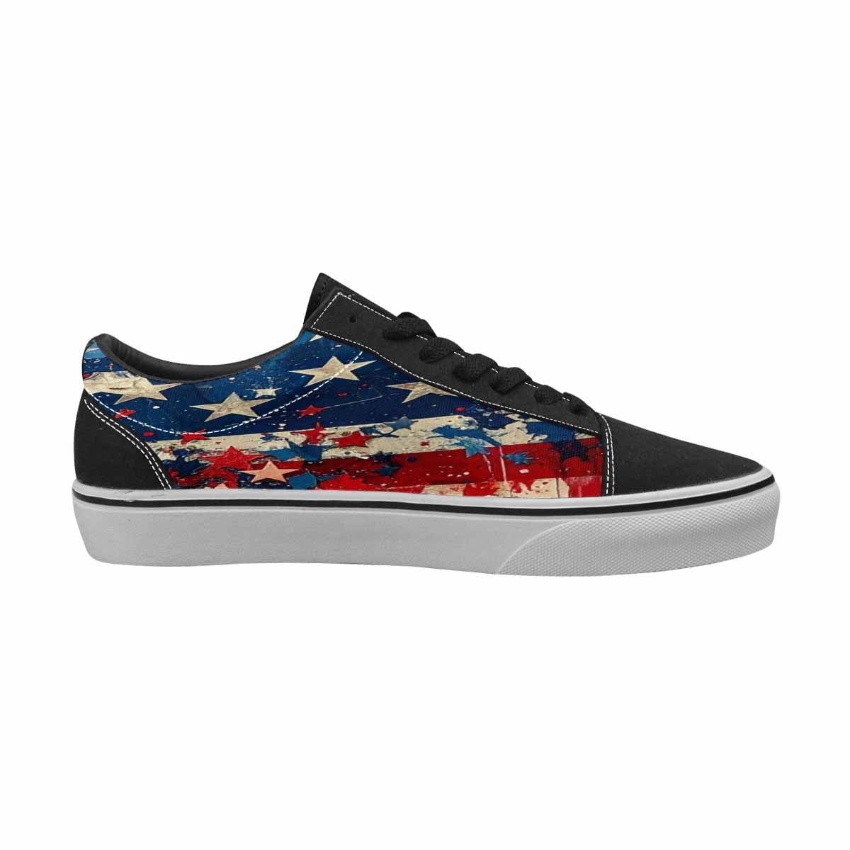 WOMEN'S Patriotic Stars Stripes Lace-Up Canvas Dark Academia Sneakers
