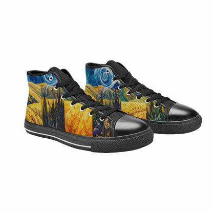 WOMEN'S Van Gogh-Style Swirl High Top Canvas Surreal Custom Sneakers