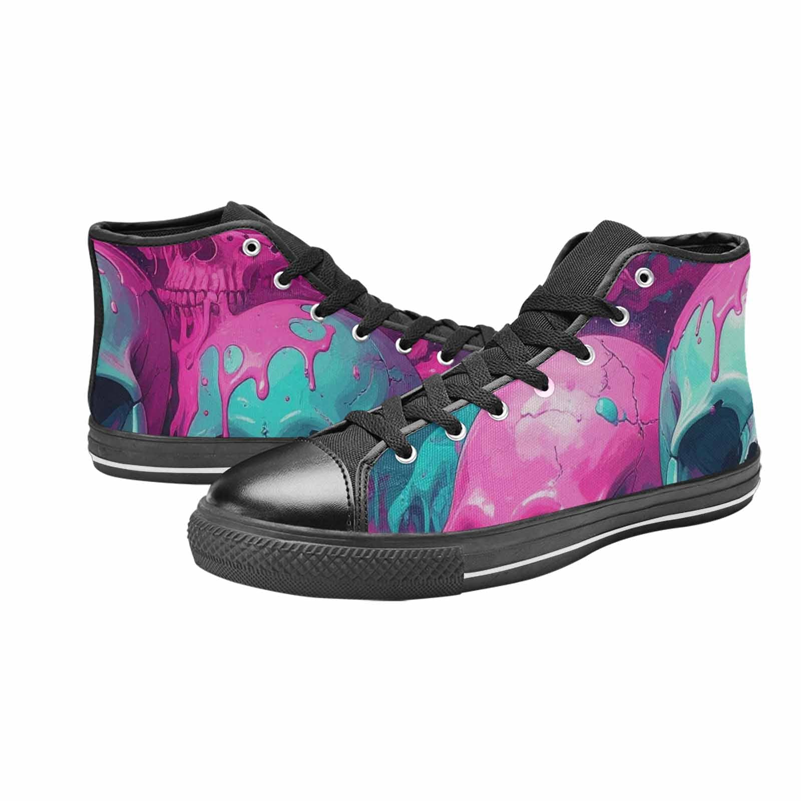 MEN'S Thousands Of Skulls High Top Canvas Vivid Custom Sneakers