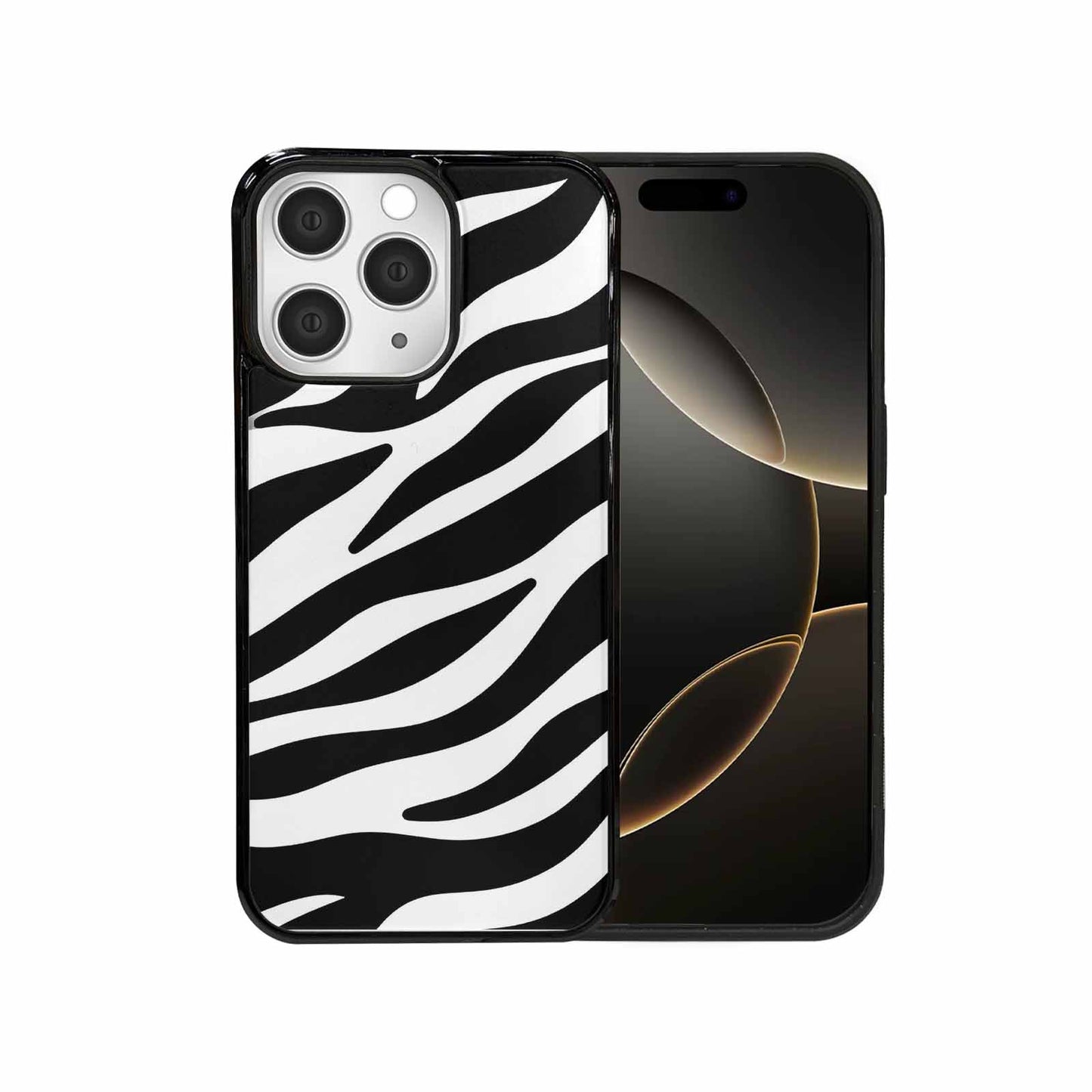 iPhone 15 Pro Max Case — Zebra Print Black White Custom, Custom Designed Case Cover