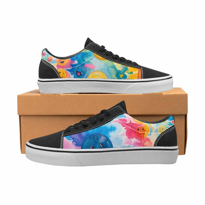 WOMEN'S Smiley Facessmiley Faces  Lace-Up Canvas Vibrant Chaos Sneakers