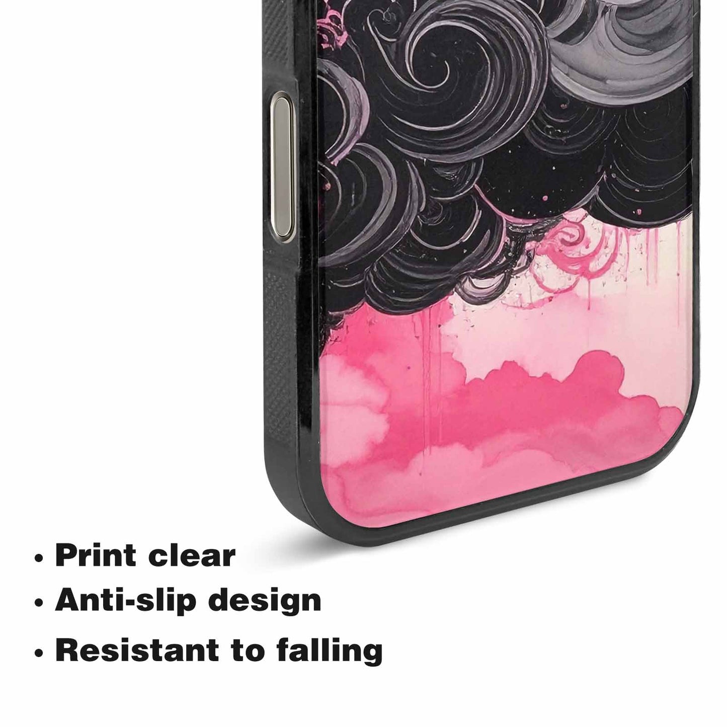 iPhone 16 Pro Case — Van Gogh Swirl Black Pink Ink, Custom Print Case Cover