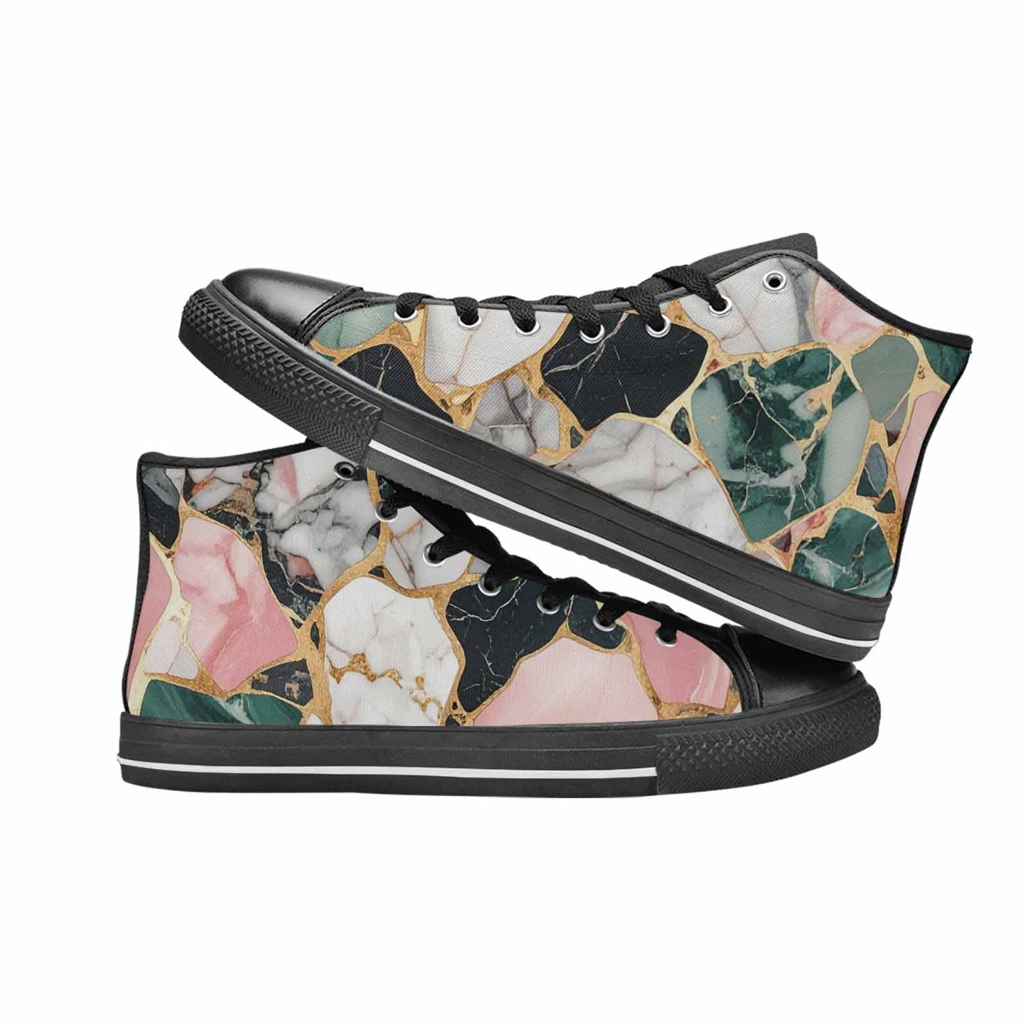 WOMEN'S Marble Stone Texture High Top Canvas Vivid Shoes