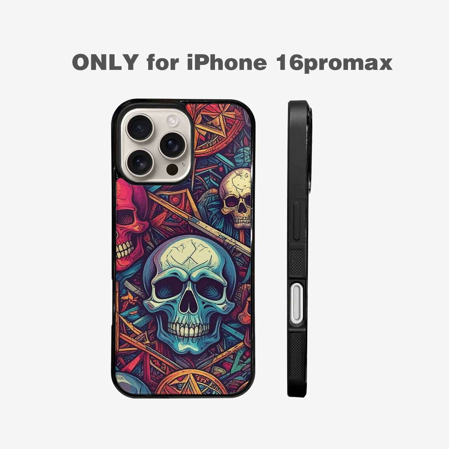 iPhone 16 Pro Max Case — Sacred Geometry Lots Of Skulls Seamless, Unique Phone Case Design