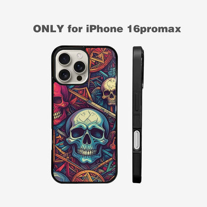 iPhone 16 Pro Max Case — Sacred Geometry Lots Of Skulls Seamless, Unique Phone Case Design