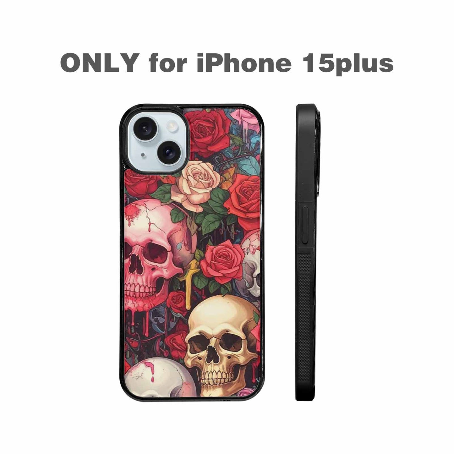 iPhone 15 Plus Case — Skulls And Roses Skulls And Roses, Custom Designed Case Cover