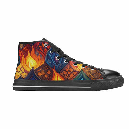 WOMEN'S Fire Flame High Top Canvas Vivid Sneakers