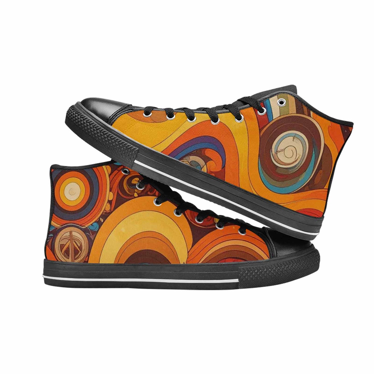 WOMEN'S Groovy 70S Peace High Top Canvas Dark Academia Shoes