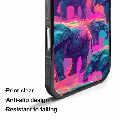 iPhone 17 Pro Case — Neon Pizza Elephant Silhouette Original Art, Customized Protective Case