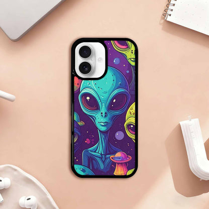 iPhone 17 Case — Alien Ufo Cartoon Art Alien Scifi, Custom Art Phone Cover