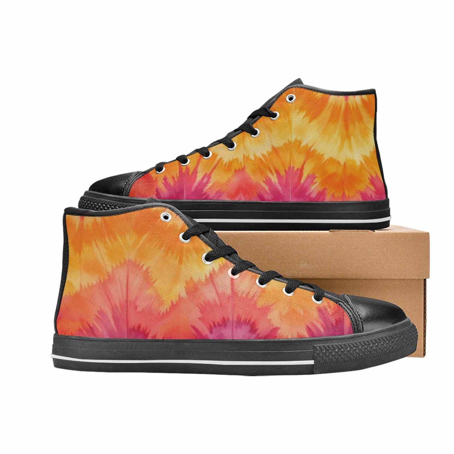 MEN'S Tie Dye - High Top Canvas Wallpaper Art Shoes