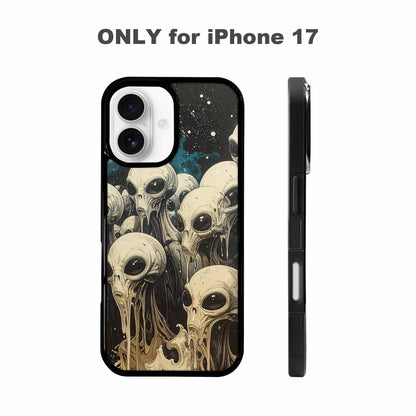 iPhone 17 Case — Melting Aliens Pattern Alien Scifi, Unique Phone Case Design