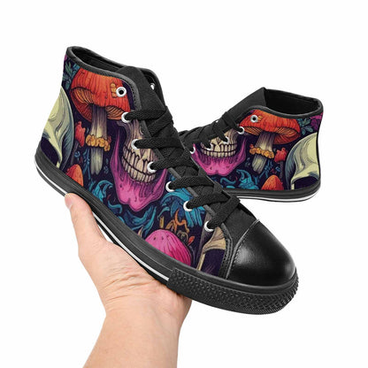 MEN'S Mushroom Skull High Top Canvas Vibrant Chaos Custom Shoes