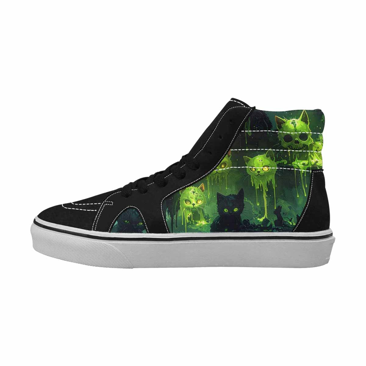 MEN'S Toxic Melting Skeleton Cats High Top Canvas Vivid Sneakers