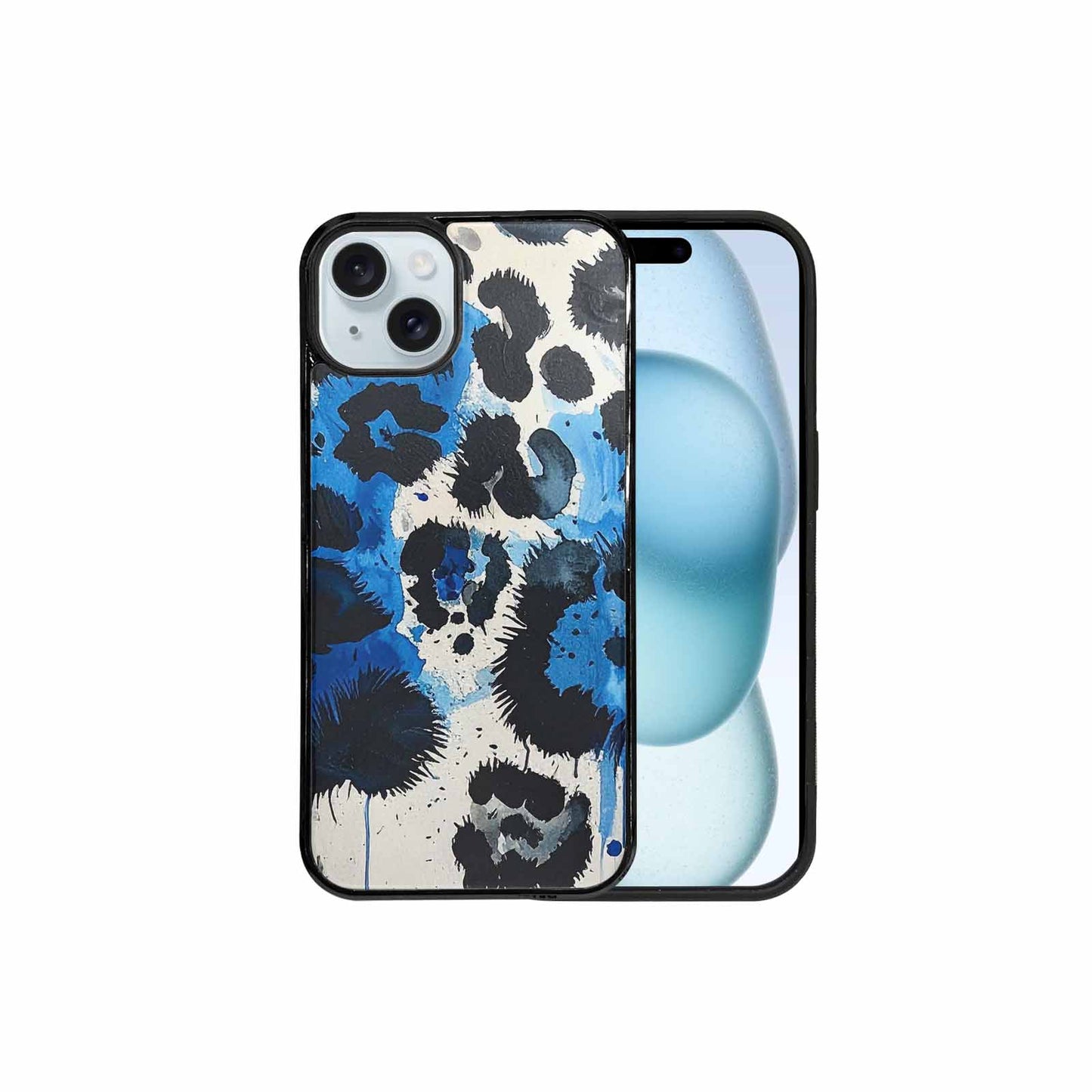 iPhone 15 Plus Case — Animal Print Black Blue Ink Animal, Customized Protective Case