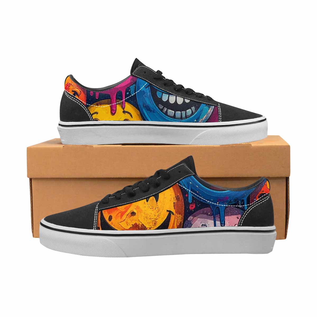 WOMEN'S Melting Moon Smiley Lace-Up Canvas Y2K Custom Shoes