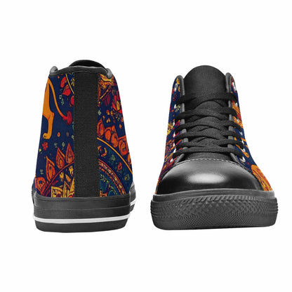 WOMEN'S Mandala Lions High Top Canvas Grunge Custom Sneakers