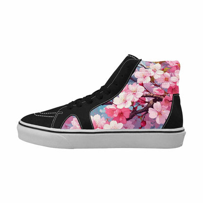WOMEN'S Cherry Blossom High Top Canvas Made To Order Aesthetic Custom Streetwear Shoes