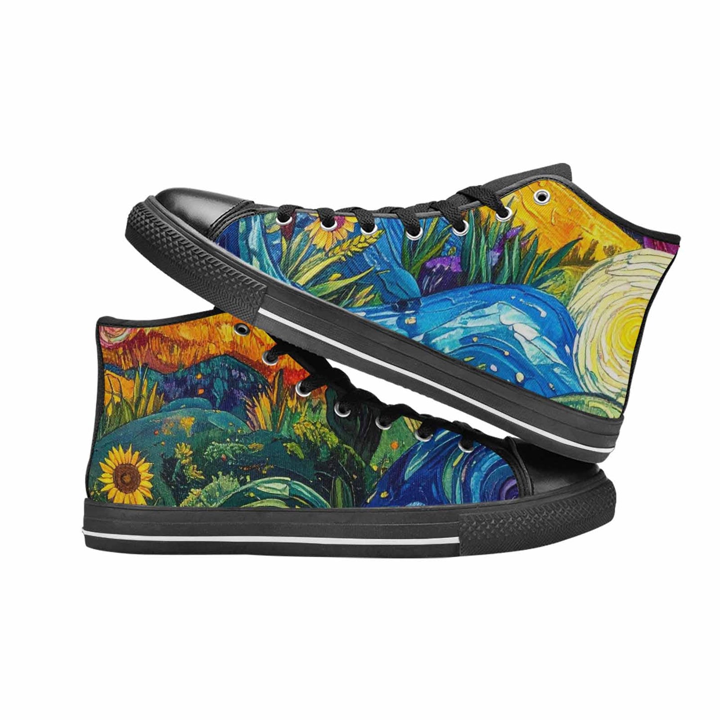 WOMEN'S Blend All Versions High Top Canvas Vibrant Chaos Custom Shoes