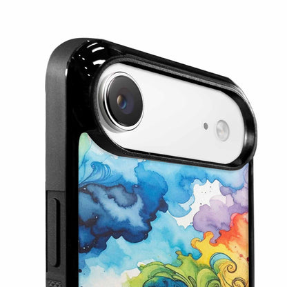 iPhone 17 Air Case — Tie Dye Swirls Black Blue Tie, Custom Printed Phone Case