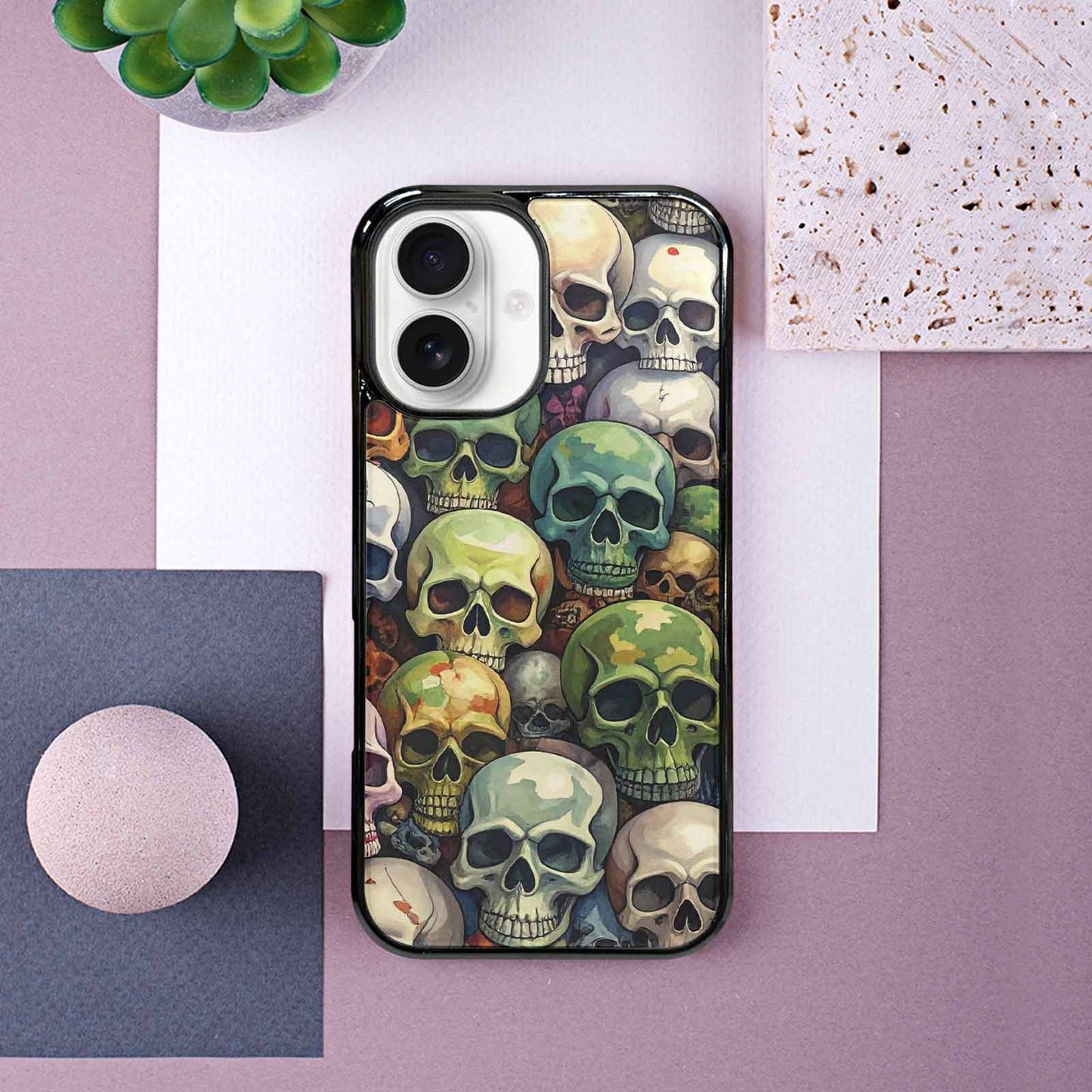 iPhone 16 Case — Skulls Pattern Hundreds Of Sma, Custom Designed Case Cover