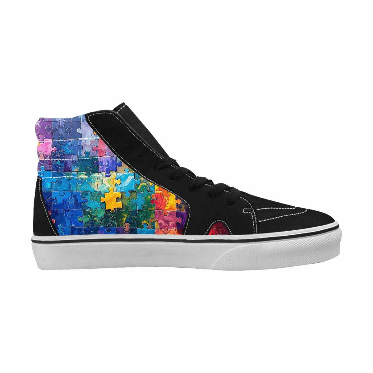 MEN'S Autism Puzzle Pieces High Top Canvas Neon Fantasy Shoes