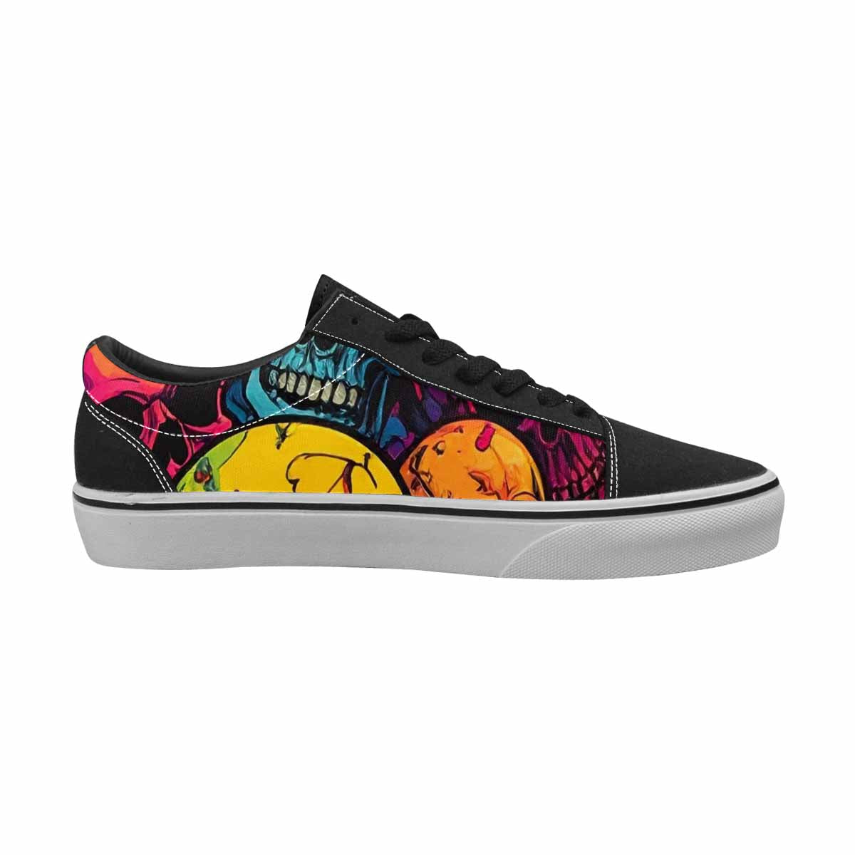 WOMEN'S 1000s Skulls Digital Camo Lace-Up Canvas Wallpaper Art Sneakers