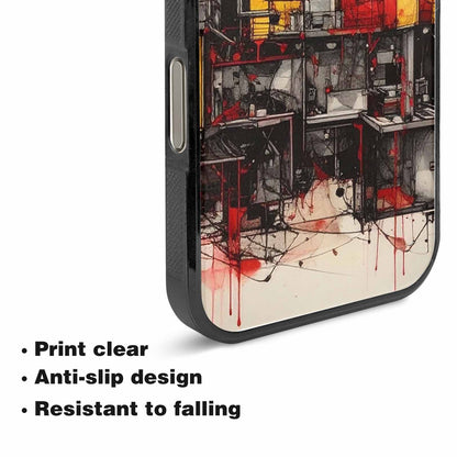 iPhone 15 Pro Max Case — Liminal Space Fragment Black Red Ink, Custom Designed Case Cover