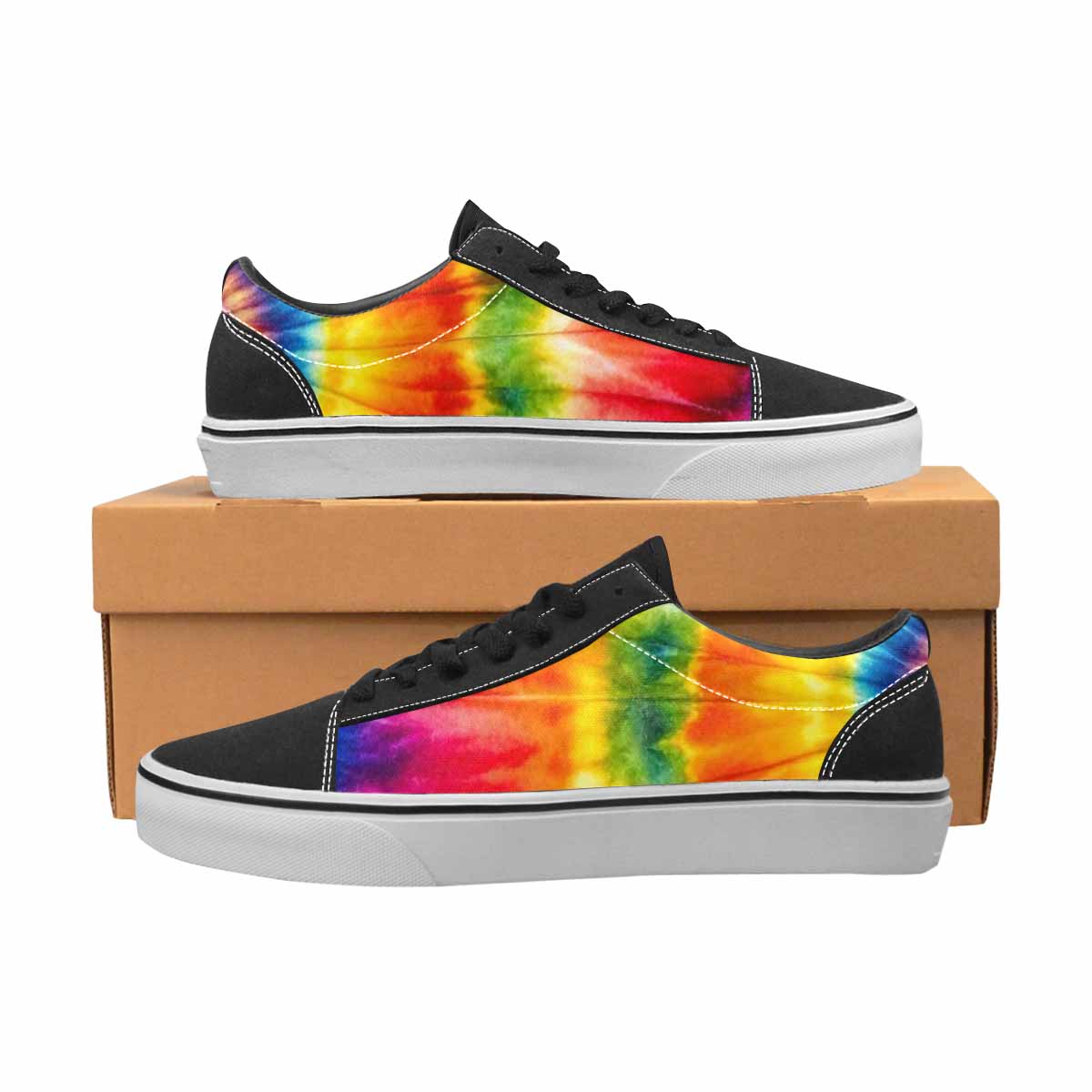 MEN'S Tie Dye Rainbow Spiral Canvas Lace-Up Grunge Shoes