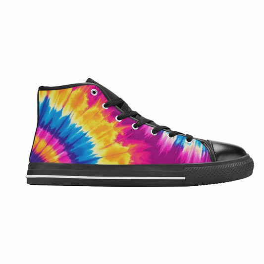 WOMEN'S Tie Dye Spiral High Top Canvas Wallpaper Art Custom Sneakers